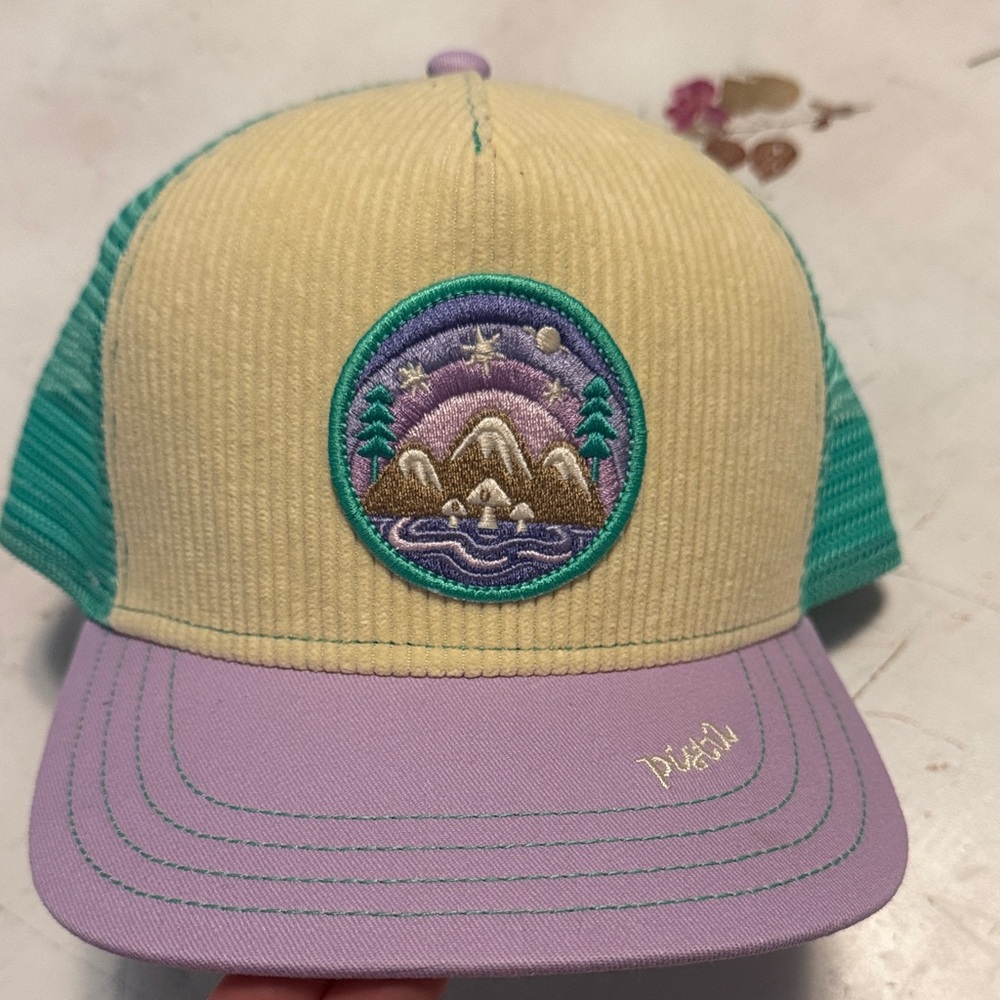 pistil Cream, Lavender & Teal Trucker Hat with Mountain Patch
